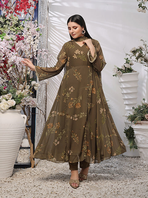 Moss Floral Flowy Dress (FRT-67) – Nazmina