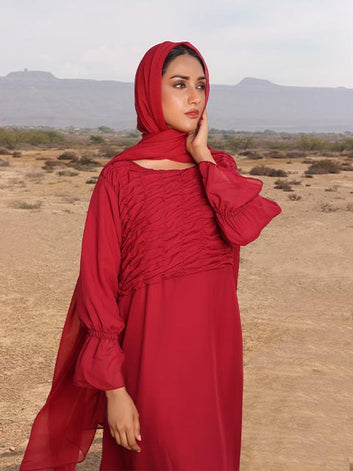 Candy apple red modest dress (MW-02)