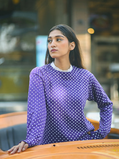Move Polka Printed Sweatshirt{SD-06}