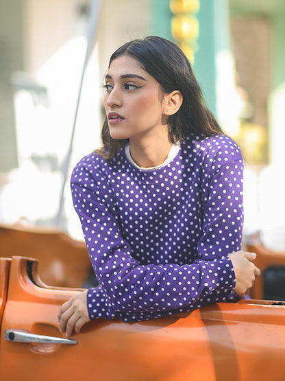 Move Polka Printed Sweatshirt{SD-06}