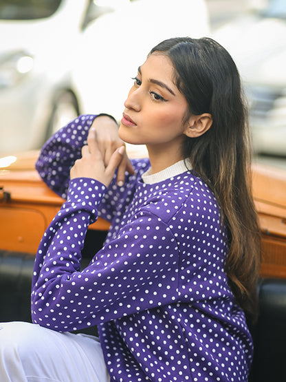 Move Polka Printed Sweatshirt{SD-06}