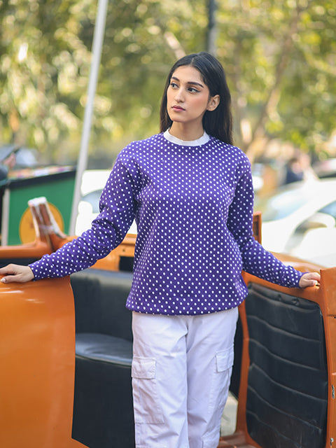 Move Polka Printed Sweatshirt{SD-06}