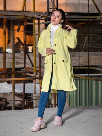 Yellow Soft Long Knit Long Coat (TD-17)