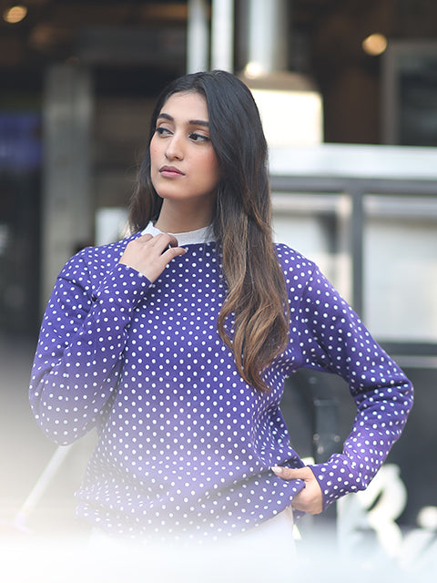 Move Polka Printed Sweatshirt{SD-06}