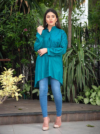 Baggy Sea Green With Embroidered (AB-513)