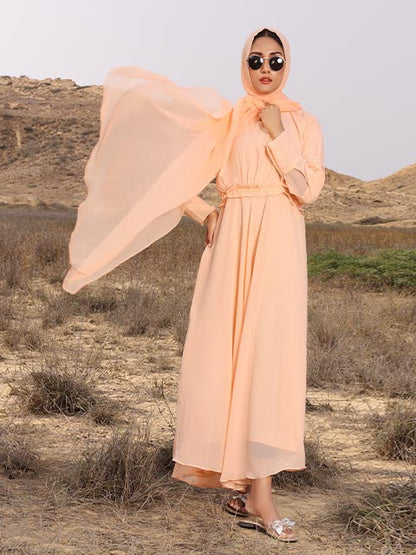 Natural calico modest abaya (MW-04)