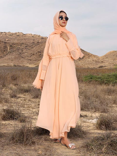 Natural calico modest abaya (MW-04)