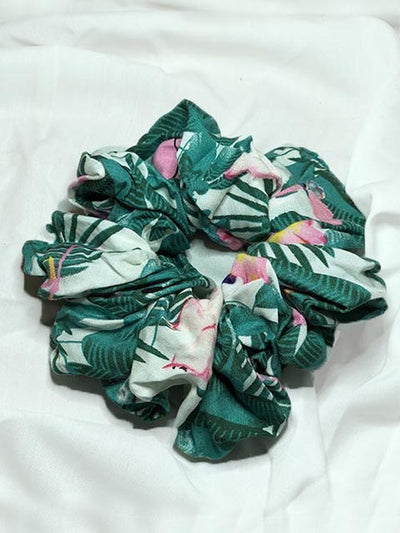 Teal Floral Scrunchie (B-190)