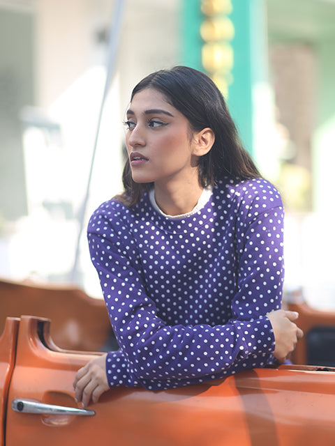 Move Polka Printed Sweatshirt{SD-06}