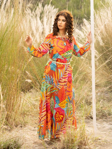 Artistic Brushstroke Printed Maxi (FR-700m)