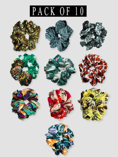 Pack of 10 Printed Scrunchies (PK-09)