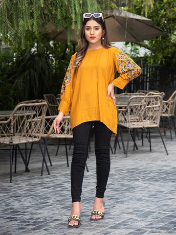 Mustard With Embroidered Sleeves (AB-509)
