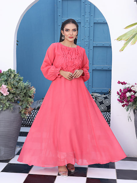 Blush fuchsia Long Flared Maxi (FR-748)