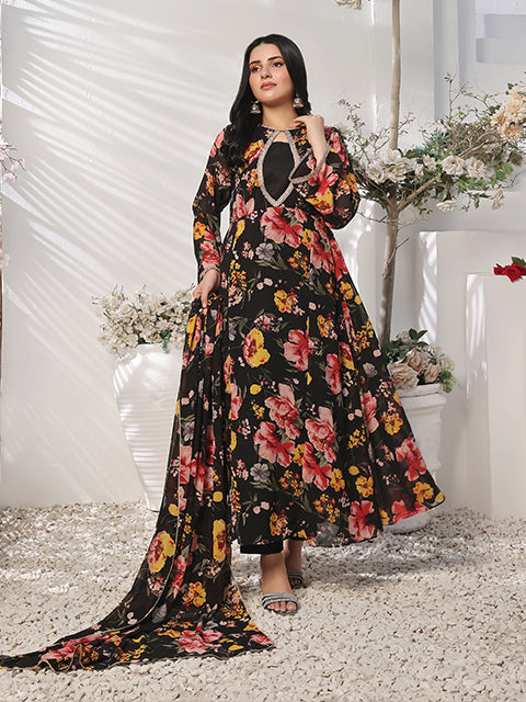 Charcoal charm flowy dress (FRT-69) – Nazmina