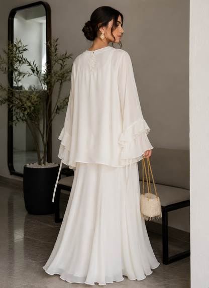 Chiffon Co-Ords Solid White (MT-01)