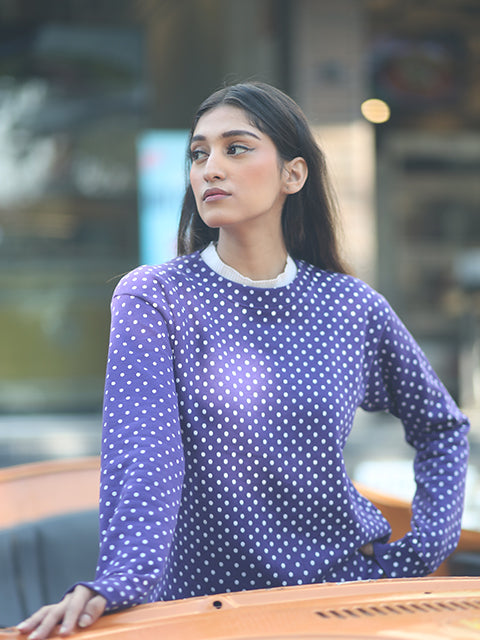 Move Polka Printed Sweatshirt{SD-06}