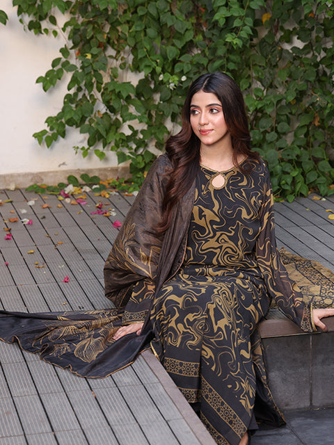 Dazzling Bodycon Dress (FR-758) With Dupatta (2pc) / XL