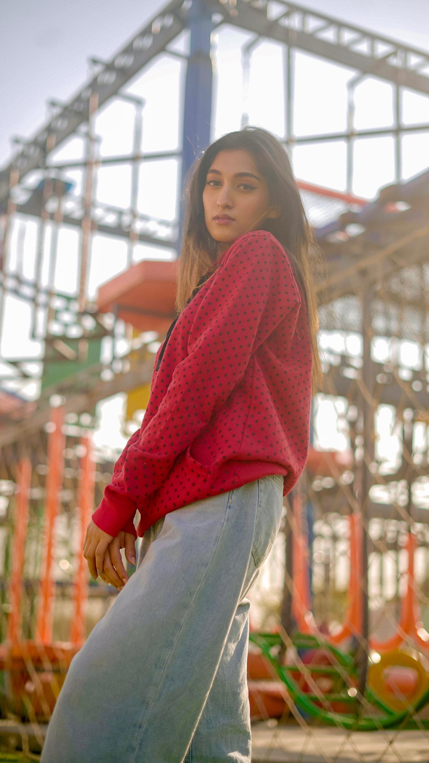 Red Polka Dots Hoodie{KW-07}