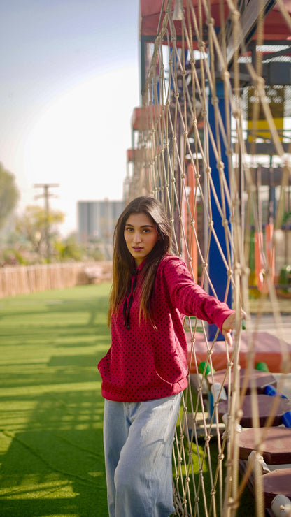 Red Polka Dots Hoodie{KW-07}