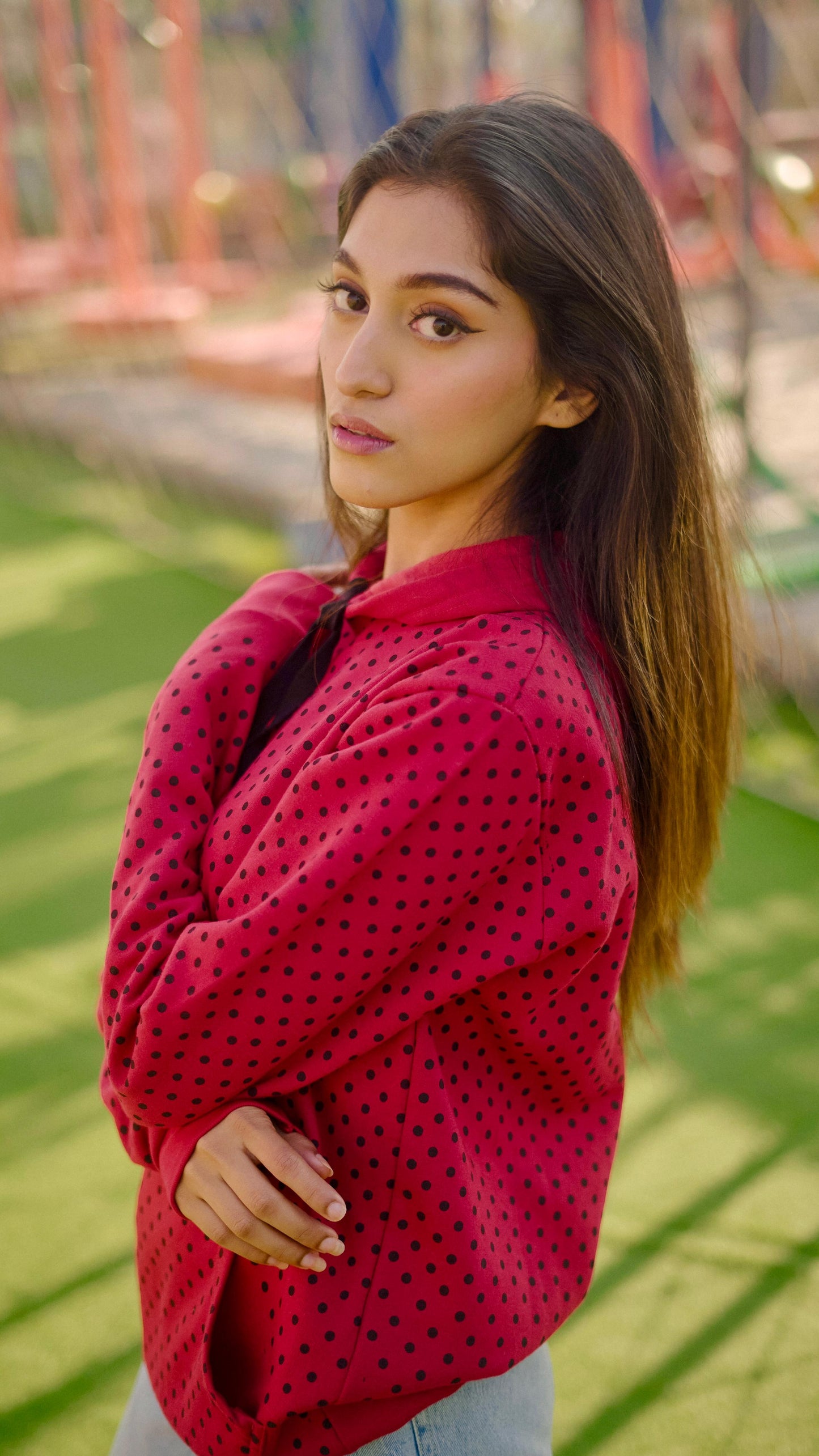 Red Polka Dots Hoodie{KW-07}