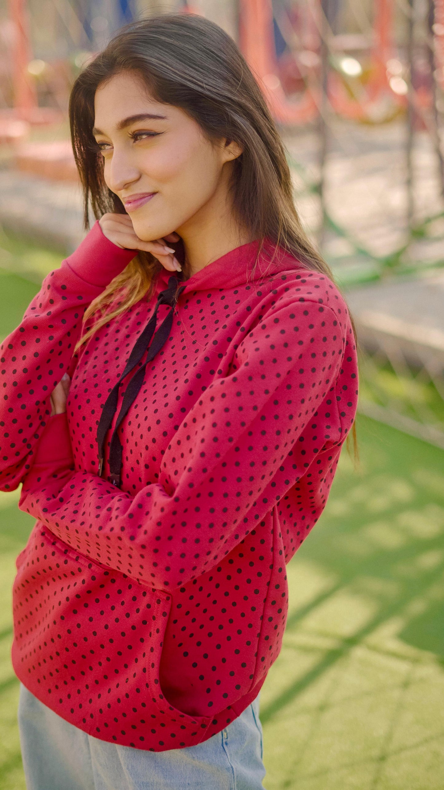 Red Polka Dots Hoodie{KW-07}