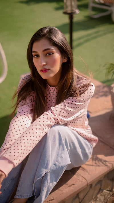 Pink Polka Sweatshirt{SD-08}