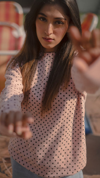 Pink Polka Sweatshirt{SD-08}