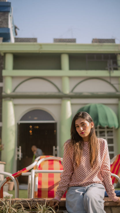 Pink Polka Sweatshirt{SD-08}