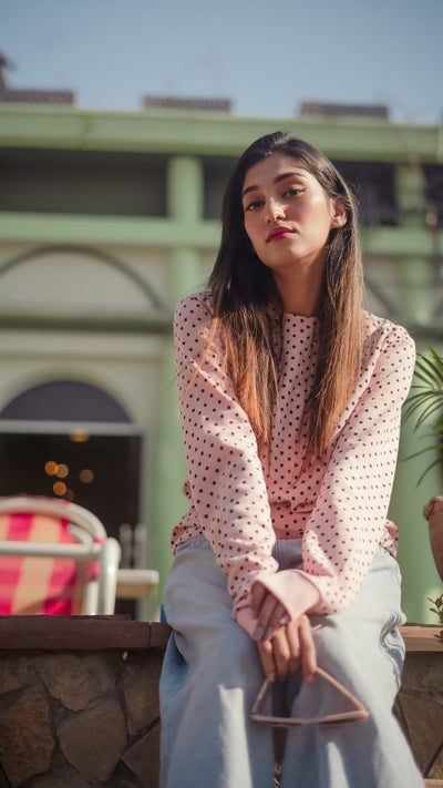 Pink Polka Sweatshirt{SD-08}