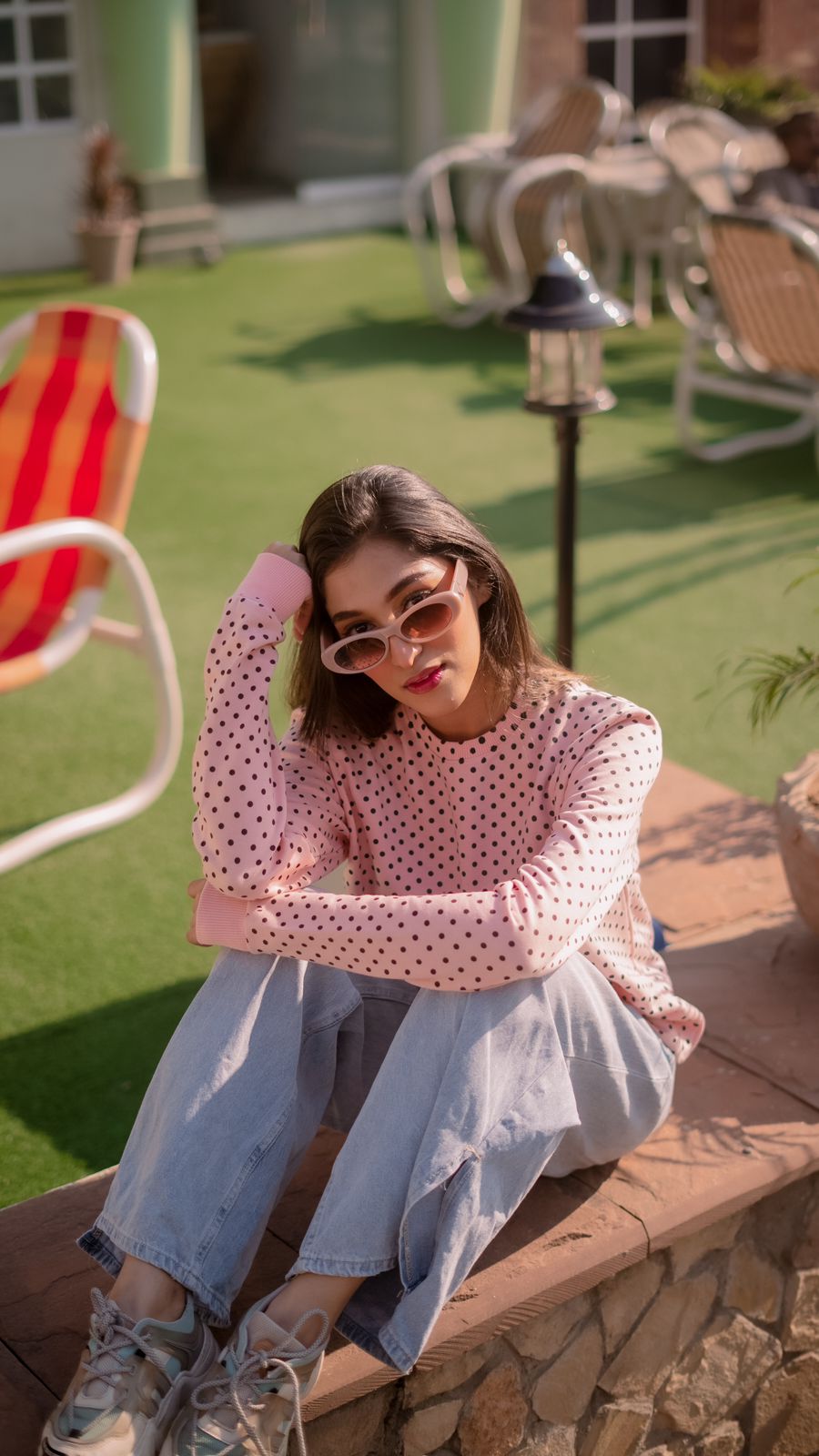 Pink Polka Sweatshirt{SD-08}