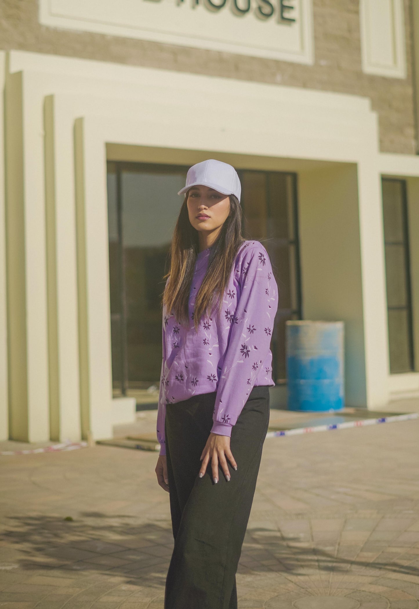 Lavender Floral Printed Sweatshirt{SD-04}