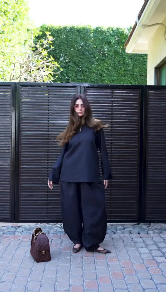 Midnight Minimal Co-Ord Set – Relaxed Fit Black Ensemble - CS-05
