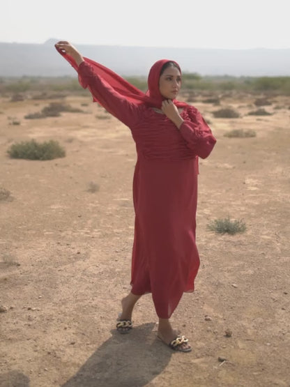 Candy apple red modest dress (MW-02)