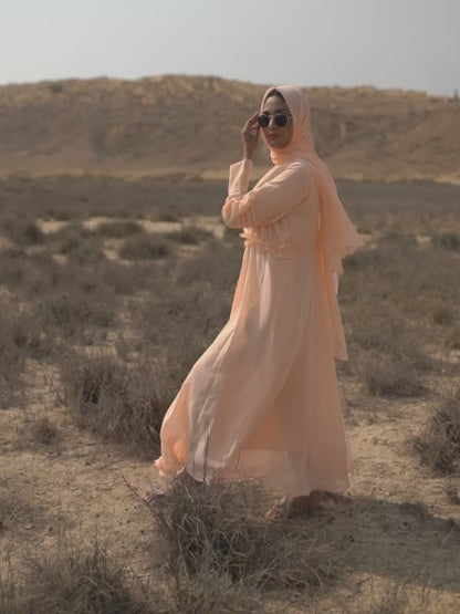 Natural calico modest abaya (MW-04)
