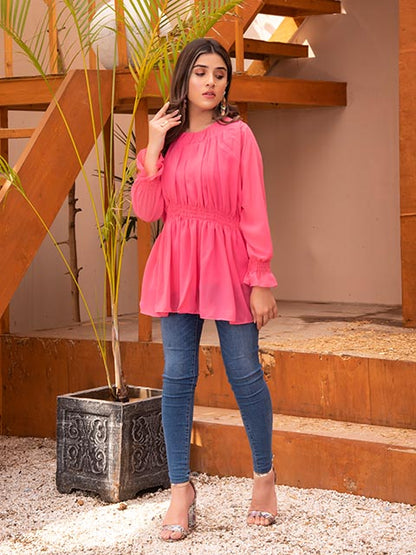 Shocking Pink Smock Top (AB-64)