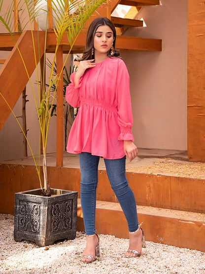 Shocking Pink Smock Top (AB-64)